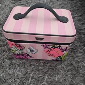 Victoria's Secret Pink Floral Striped Cosmetic Case